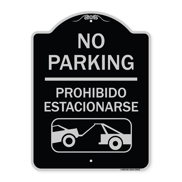 Signmission No Parking Prohibido Estacionarse W/ Car Tow Graphic Heavy-Gauge Alum Sign, 24" x 18", BS-1824-23632 A-DES-BS-1824-23632 - main